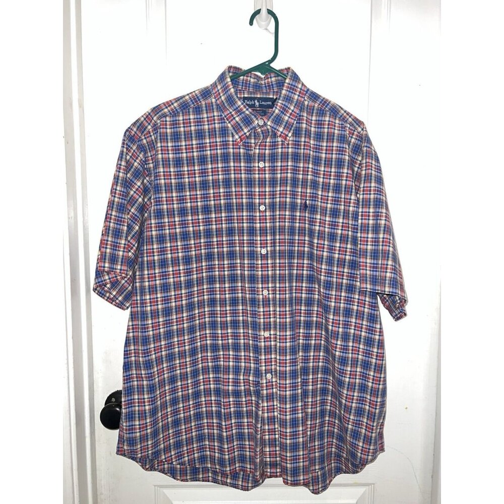 Ralph Lauren Polo Short Sleeve Button Blake Shirt Red/White/Blue/Yellow Men’s XL